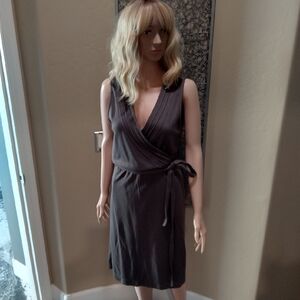 Athleta Olive Wrap Knit Sleeveless Dress